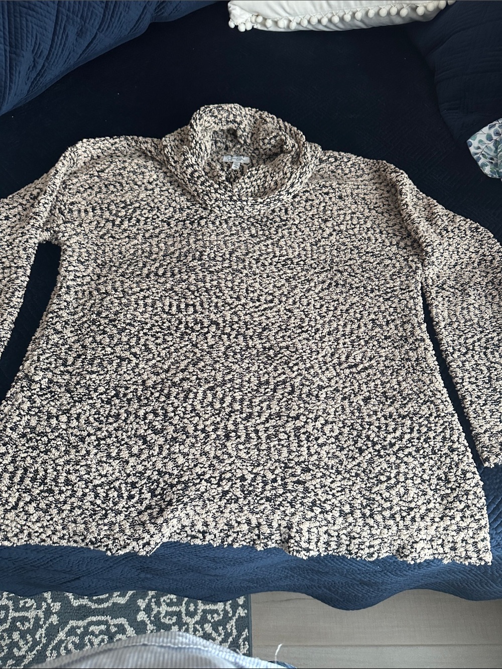 Jessica Simpson Black and Cream Marled Turtleneck Sweater
